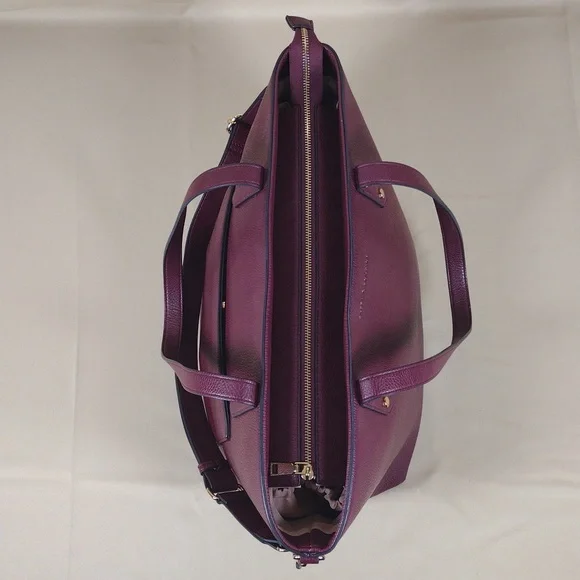 Poppy & Peonies Go Getter Vegan Leather Elegant Purple Berry Tote Bag Purse - Picture 10 of 16